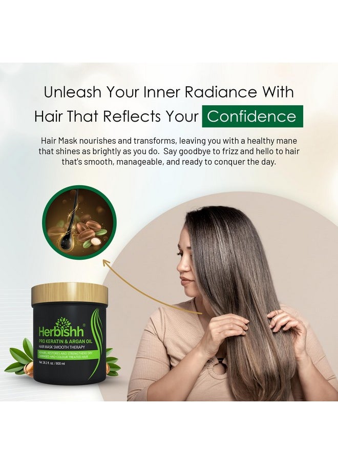 Herbishh Argan Hair Mask-Deep Conditioning & Hydration For Healthier Looking Hair- for very Dry, Weak, Stressed Out Hair, No Sulphates, No Parabens (800ML)