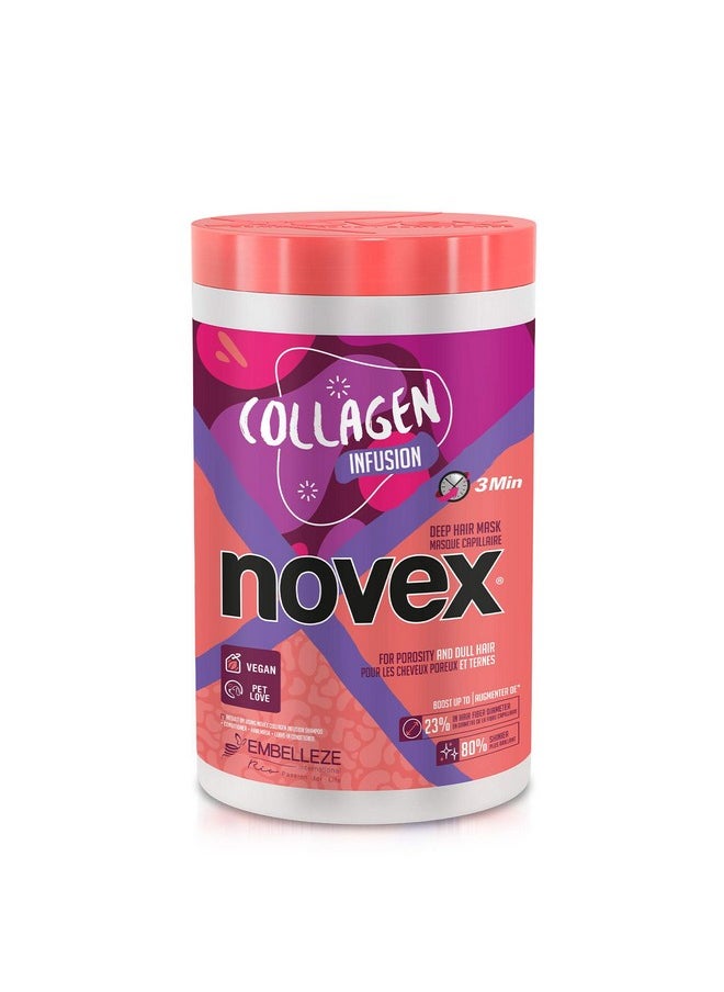 NOVEX Value Size Deep Conditioning Hair Masks infused with Natural Ingredients Collagen Infusion Hair Mask for Stronger Thicker and Shinier Hair (1kg/35oz)