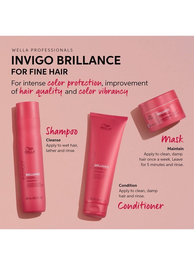 Wella Professionals Invigo Brilliance Hair Mask for Fine/Normal Colored Hair| Conditioning Treatment| Color Vibrancy Mask| 16.9 Fl Oz