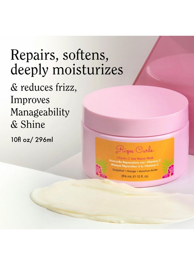 Rizos Curls Vitamin C Hair Repair Mask, Deeply Moisturizes & Hydrates, Softens & Minimize Frizz while Adding Shine, For Dry Damaged Hair, Infused with Shea Butter, 10 oz