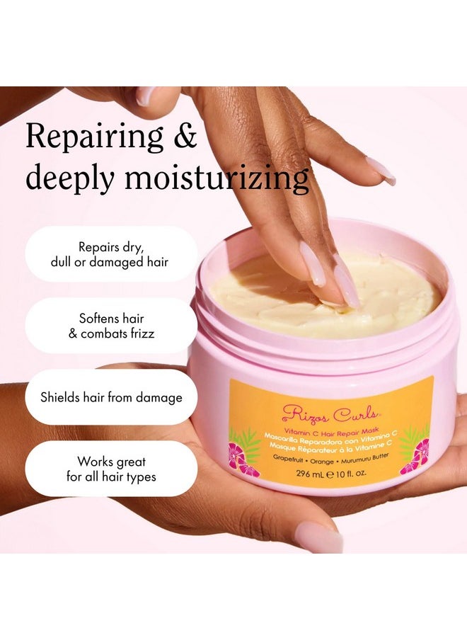 Rizos Curls Vitamin C Hair Repair Mask, Deeply Moisturizes & Hydrates, Softens & Minimize Frizz while Adding Shine, For Dry Damaged Hair, Infused with Shea Butter, 10 oz