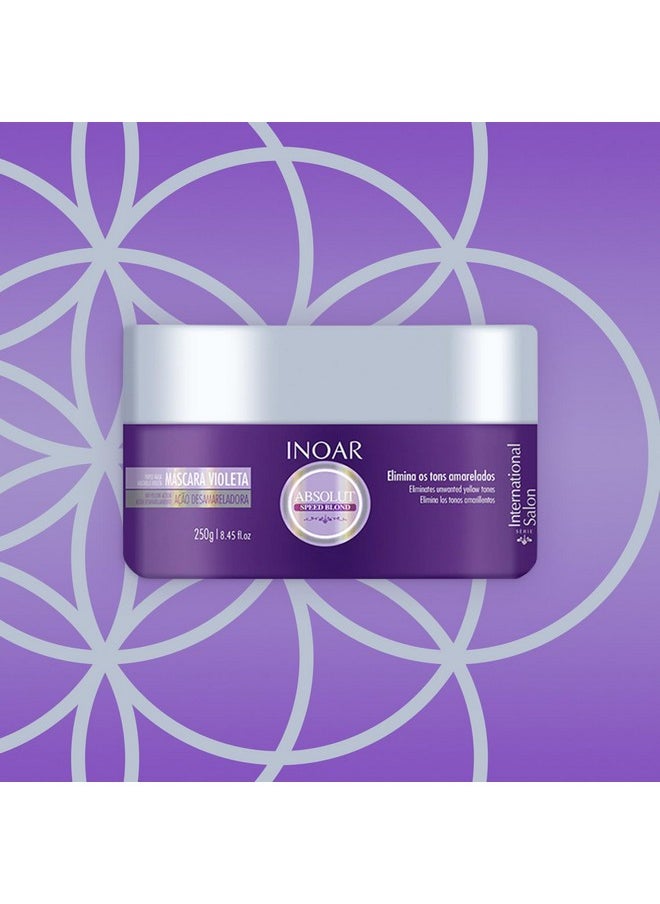 INOAR - Speed Blond Mask- Anti Yellowing Nourishing Hair Treatments, Hair Care for Blonde, Silver, Grey - Vegan Hair Product - Cruelty Free Haircare for Men and Women (8.8 oz.)