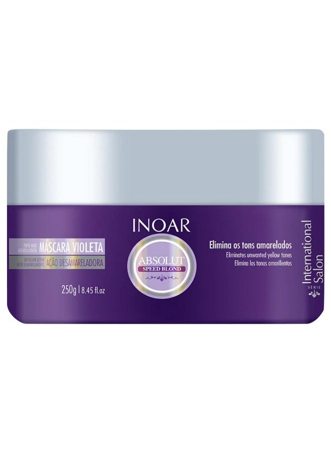 INOAR - Speed Blond Mask- Anti Yellowing Nourishing Hair Treatments, Hair Care for Blonde, Silver, Grey - Vegan Hair Product - Cruelty Free Haircare for Men and Women (8.8 oz.)