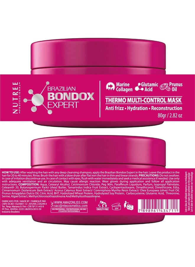 HAIR TREATMENT MASK FOR DAMAGED BRAZILIAN BONDOX 2.82 oz Thermal Activated Mask for Dry Frizzy Hair | Formaldehyde Free Cruelty Free | Results for up to 1-3 months | Almond Oil