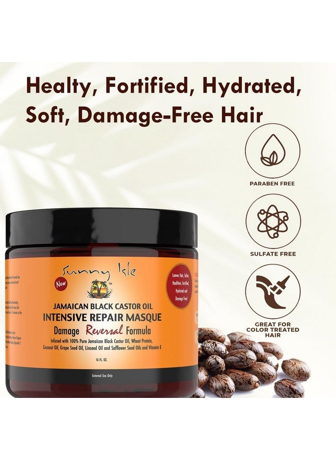 Sunny Isle Jamaican Castor Oil Intensive Repair Masque, Black, Coconut, 16 Fl Oz