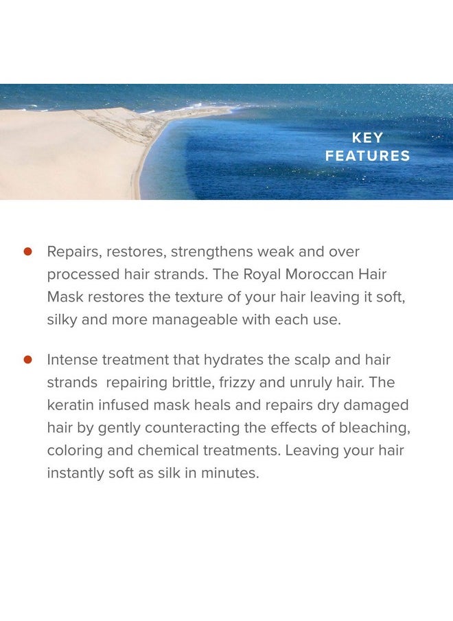 Royal Moroccan Hair Mask Treatment for Dry Hair - Moisturizing, Repairs, Restores Strength 250 ml / 8.45 fl.oz, Argan Oil for Color Treated, Frizzy Hair