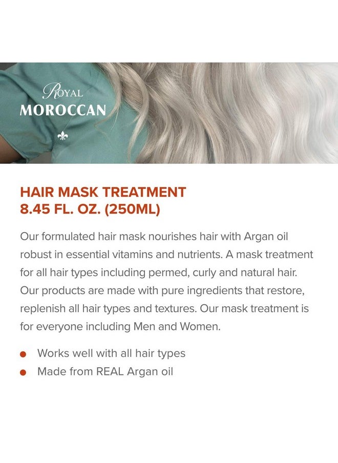 Royal Moroccan Hair Mask Treatment for Dry Hair - Moisturizing, Repairs, Restores Strength 250 ml / 8.45 fl.oz, Argan Oil for Color Treated, Frizzy Hair