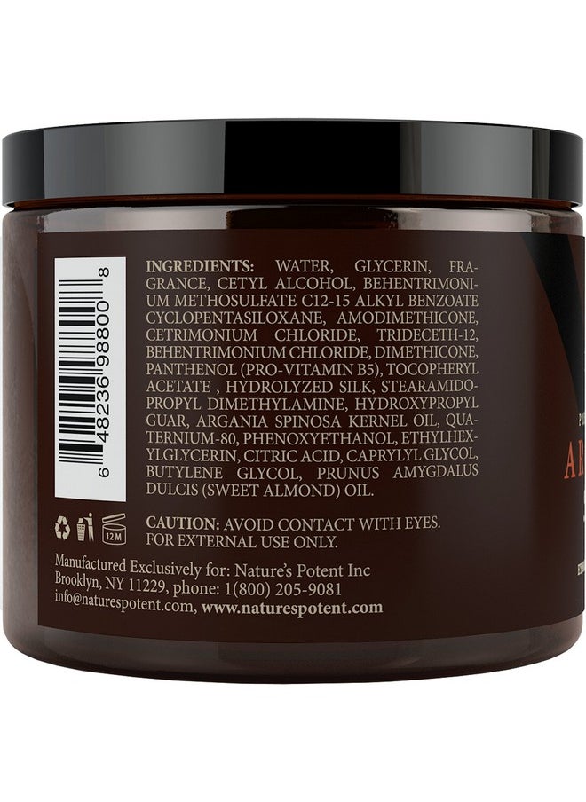 Argan Oil Hair Mask, 100% Organic Argan & Almond Oils - Deep Conditioner, Repair Dry Damaged, Color Treated & Bleached Hair - Hydrates & Stimulates Hair Growth, 8 Oz