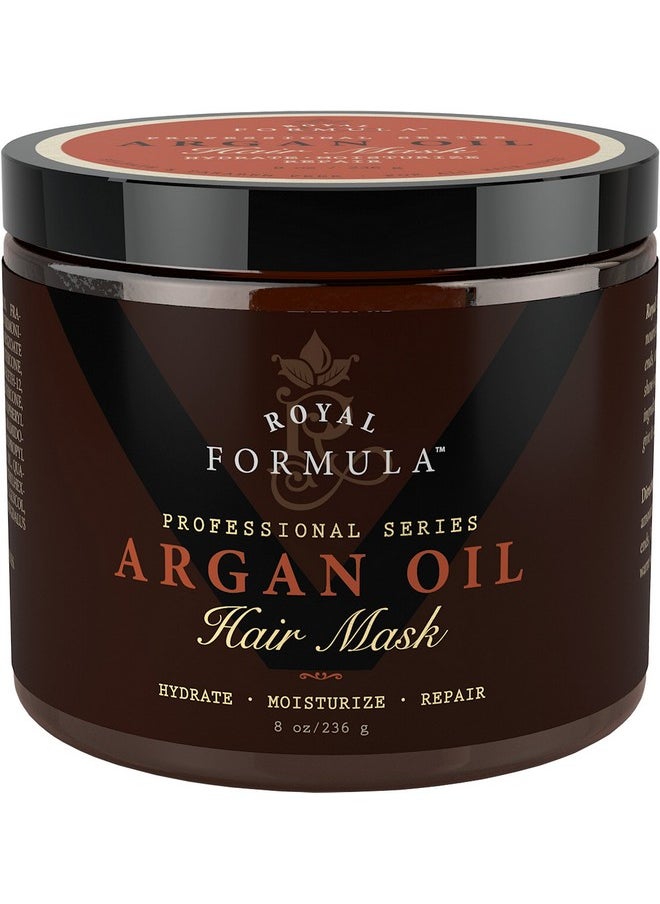 Argan Oil Hair Mask, 100% Organic Argan & Almond Oils - Deep Conditioner, Repair Dry Damaged, Color Treated & Bleached Hair - Hydrates & Stimulates Hair Growth, 8 Oz