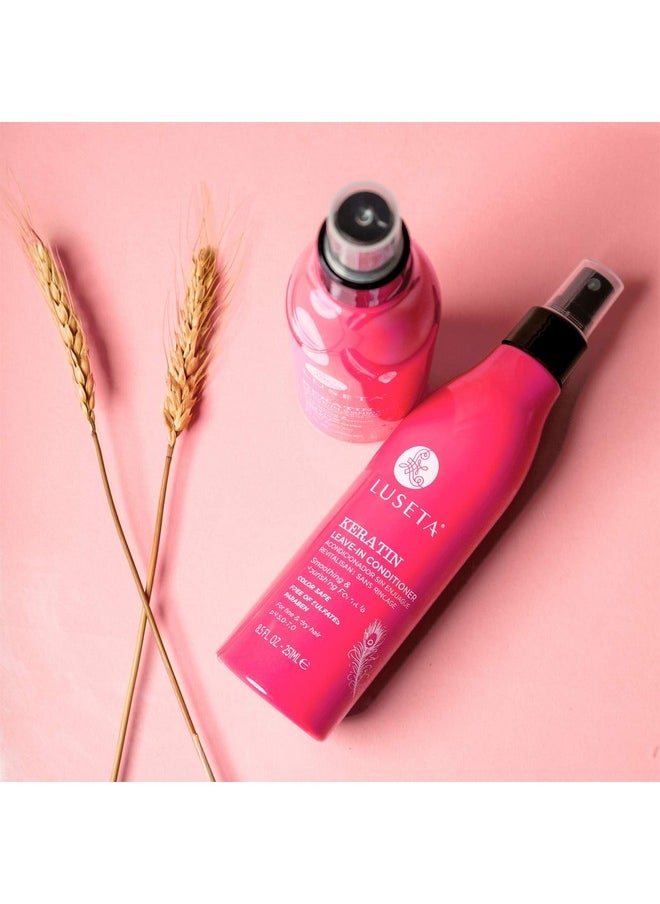 Luseta Keratin Leave in Conditioner, Anti Frizz Conditioning for Curly Hair,Detangling Strengthening Smoothing Moisturizing Repair Treatment for Dry Damaged Hair,Sulfate Free Color Safe, 8.5Fl Oz