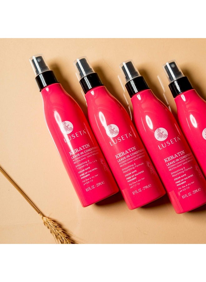 Luseta Keratin Leave in Conditioner, Anti Frizz Conditioning for Curly Hair,Detangling Strengthening Smoothing Moisturizing Repair Treatment for Dry Damaged Hair,Sulfate Free Color Safe, 8.5Fl Oz