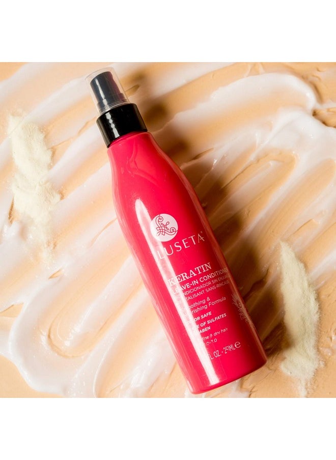 Luseta Keratin Leave in Conditioner, Anti Frizz Conditioning for Curly Hair,Detangling Strengthening Smoothing Moisturizing Repair Treatment for Dry Damaged Hair,Sulfate Free Color Safe, 8.5Fl Oz