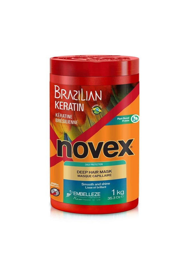 NOVEX Hair Conditioning Mask, Keratin for Frizz Control & Damage Repair, Ultra Concentrated Formula, 1kg / 35.3 oz