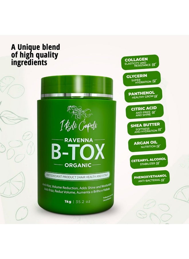 I Belli Capelli Ravenna Organic Hair B-tox Treatment - Formaldehyde-Free, Anti-Frizz Smoothing for Hair - 35.2 oz (1kg)
