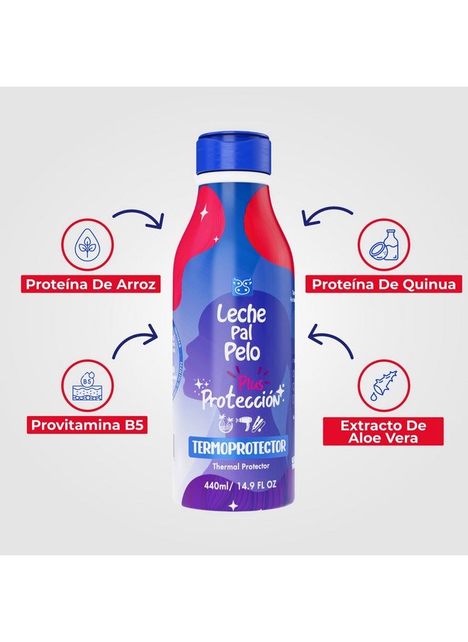 Leche Pal Pelo - Colored Hair; Thermal Protectant Treatment with Natural Quinoa, Provitamin B5, Rice Protein and Aloe Vera - 14.9 Ounces. Tratamiento Termoprotector Para Cabellos Tenidos.