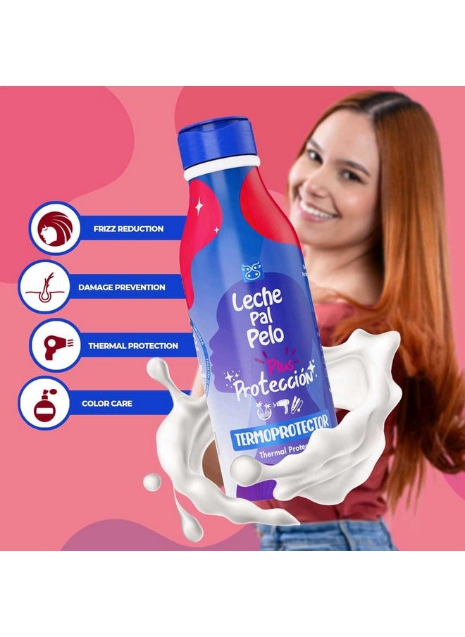 Leche Pal Pelo - Colored Hair; Thermal Protectant Treatment with Natural Quinoa, Provitamin B5, Rice Protein and Aloe Vera - 14.9 Ounces. Tratamiento Termoprotector Para Cabellos Tenidos.