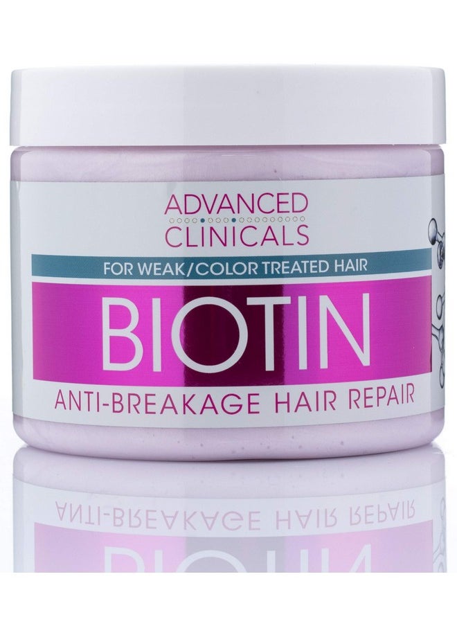 Advanced Clinicals Biotin Hair Treatment Anti-Breakage Repair Hair Mask. Strengthen Broken, Color-Treated Hair W/Repairing Deep Conditioner Manuka Honey & Caffeine, Hydrating Mask Restores Weak Hair