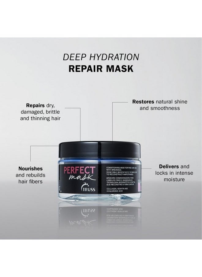 TRUSS Perfect Hair Mask with Collagen, Keratin & Hyaluronic Acid - Deep Conditioning Hair Treatment - Intense Moisture & Hydration - Repairs Fine, Thinning, Brittle, Dry Damaged Hair