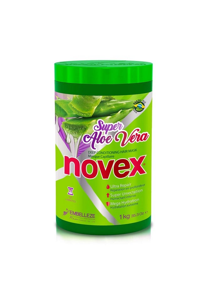 NOVEX Super Aloe Vera Hair Mask Infused with Organic Aloe Vera, Frizz and Volume Control, 35.3 Oz, Jar