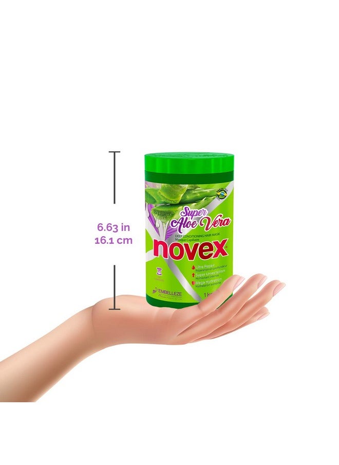 NOVEX Super Aloe Vera Hair Mask Infused with Organic Aloe Vera, Frizz and Volume Control, 35.3 Oz, Jar