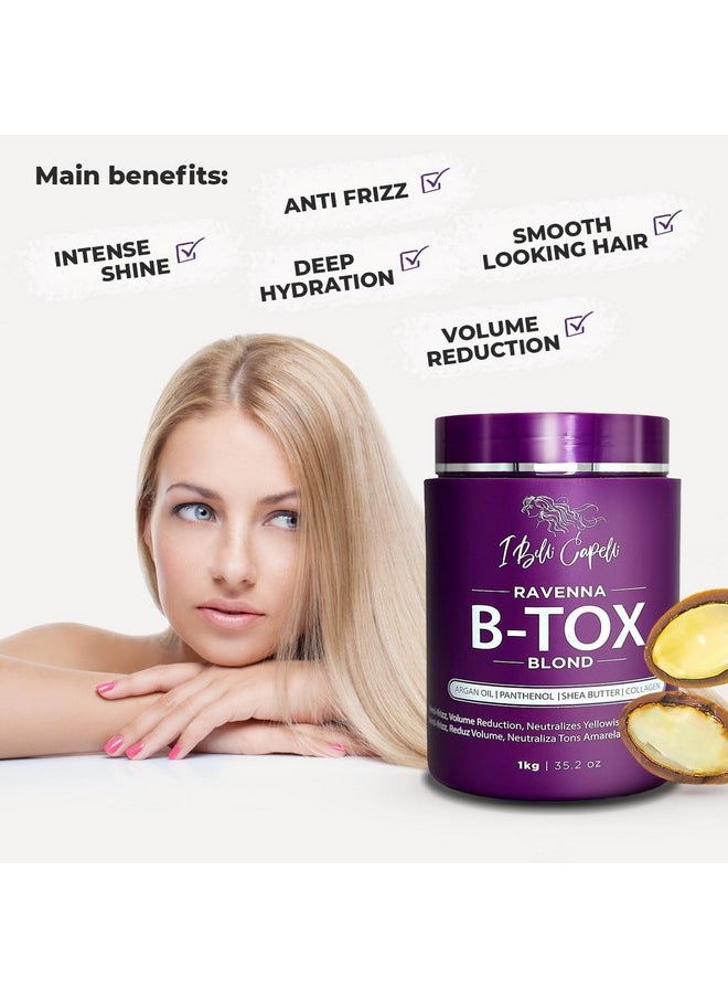 I Belli Capelli Ravenna Hair B-tox Treatment for Blond Hair, 35.2 oz (1kg) - Formaldehyde-Free, Anti-Frizz, Smoothing, Deep Hydrating and Moisturizing Action, Argan Oil, Keratin, Panthenol