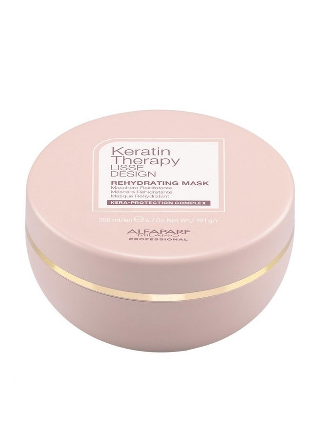 Alfaparf Milano Lisse Design Keratin Therapy Rehydrating Hair Mask - Post Keratin Treatment Deep Conditioning Hair Mask for Frizz Control & Moisture Retention - Dry Hair Treatment (6.7 oz)