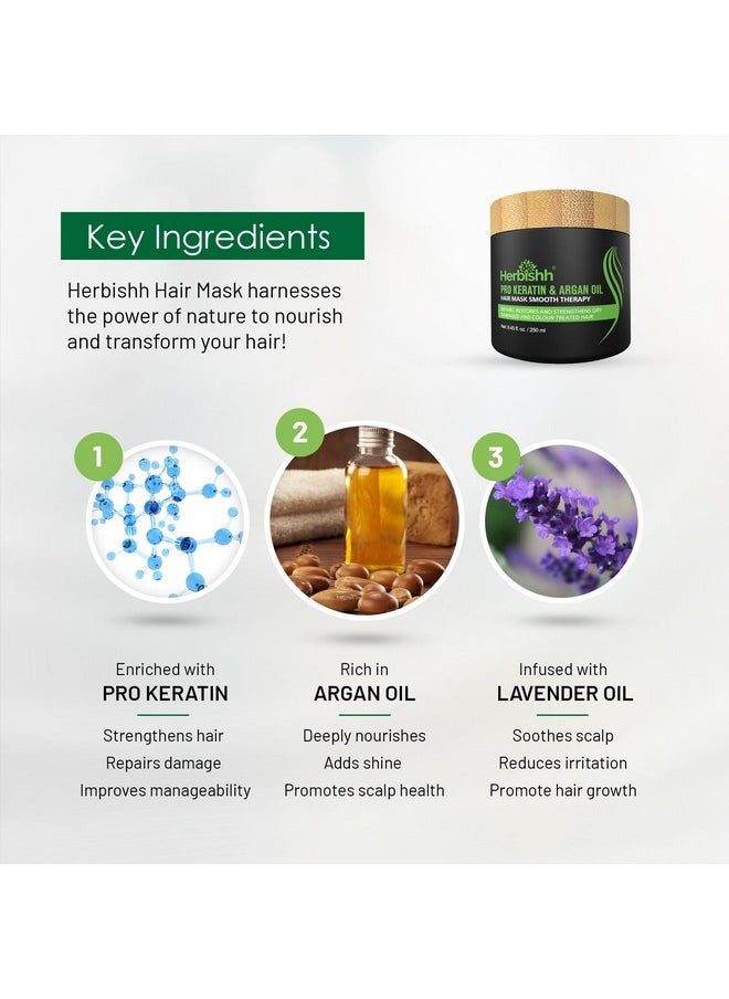 Herbishh Argan Hair Mask-Deep Conditioning & Hydration For Healthier Looking Hair for very Dry, Weak, Stressed Out Hair, No Sulphates, No Parabens
