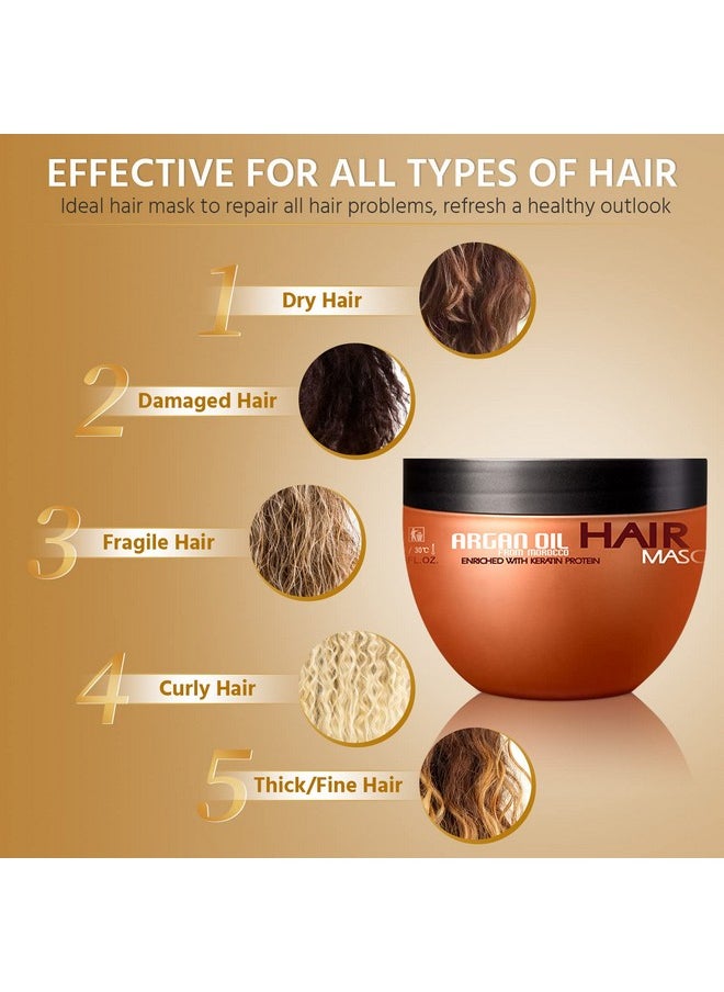 Nuspa Argan Oil Hair Mask - Deep Conditioner Sulfate Free for for Dry Damaged Hair with Organic Jojoba Kernel Oil Aloe Vera Collagen and Keratin