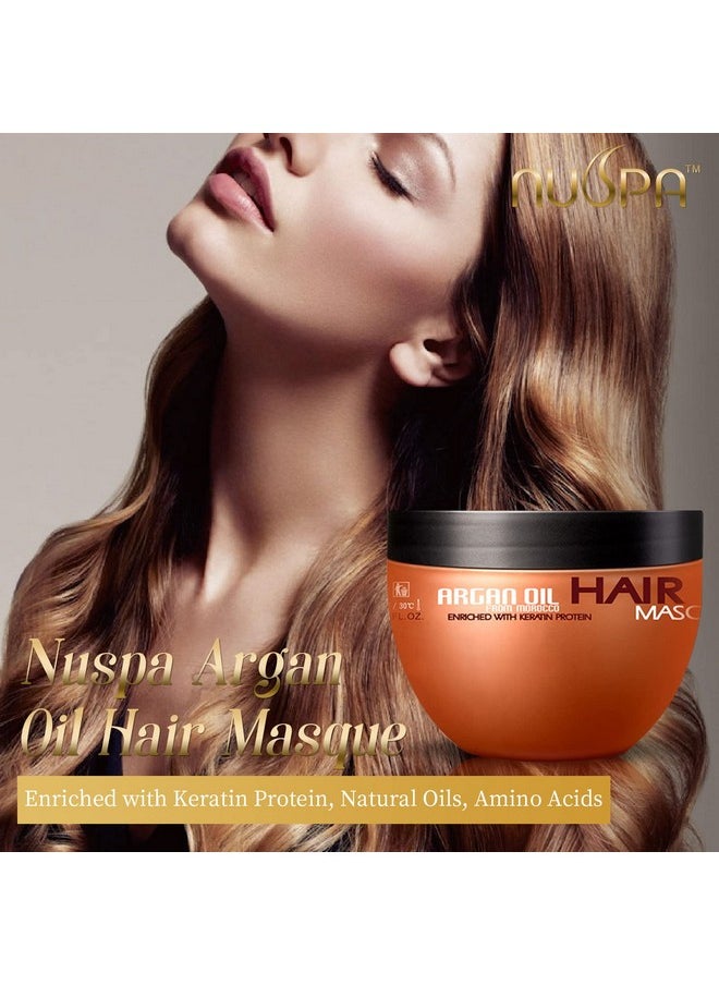 Nuspa Argan Oil Hair Mask - Deep Conditioner Sulfate Free for for Dry Damaged Hair with Organic Jojoba Kernel Oil Aloe Vera Collagen and Keratin