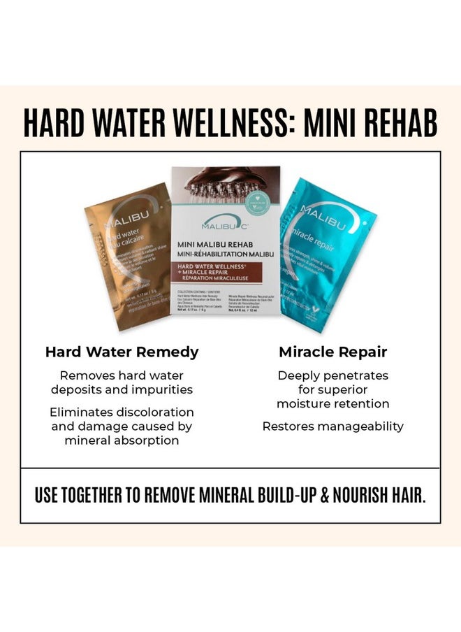 Malibu C Mini Malibu Rehab Hard Water Wellness - Contains 2 Remedy Packets - At-Home Hair Reconstructor and Mineral Removal Remedy - Sulfate Free Hair Care