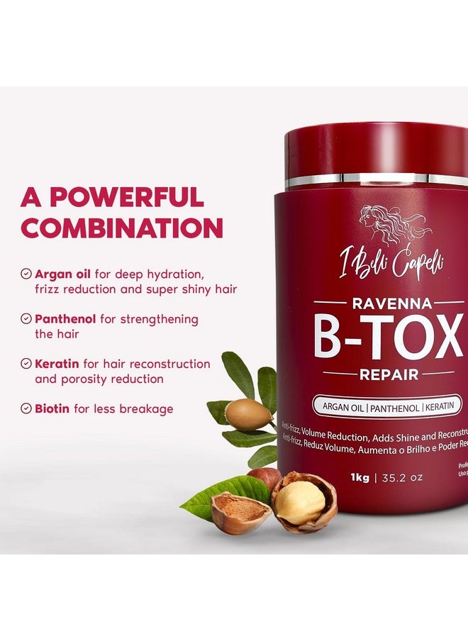I Belli Capelli Ravenna Hair Treatment Kit- 1kg/35.02 oz B-tox Hair Mask + 300ml/10.1 fl.oz Anti-Residue Shampoo- Repair & Clarifying Shampoo for Longer Effect
