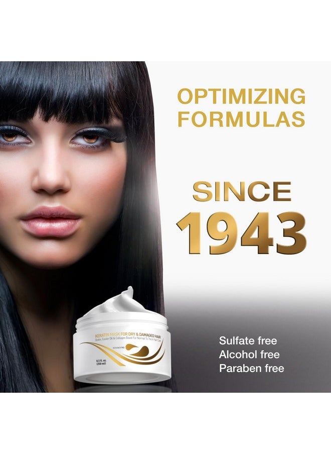 Vitamins Keratin Hair Mask Deep Conditioner - Biotin Protein with Castor Oil Conditioning Repair Treatment for Thick Dry Damaged or Color Treated Curly Wavy and Straight Coarse Hair