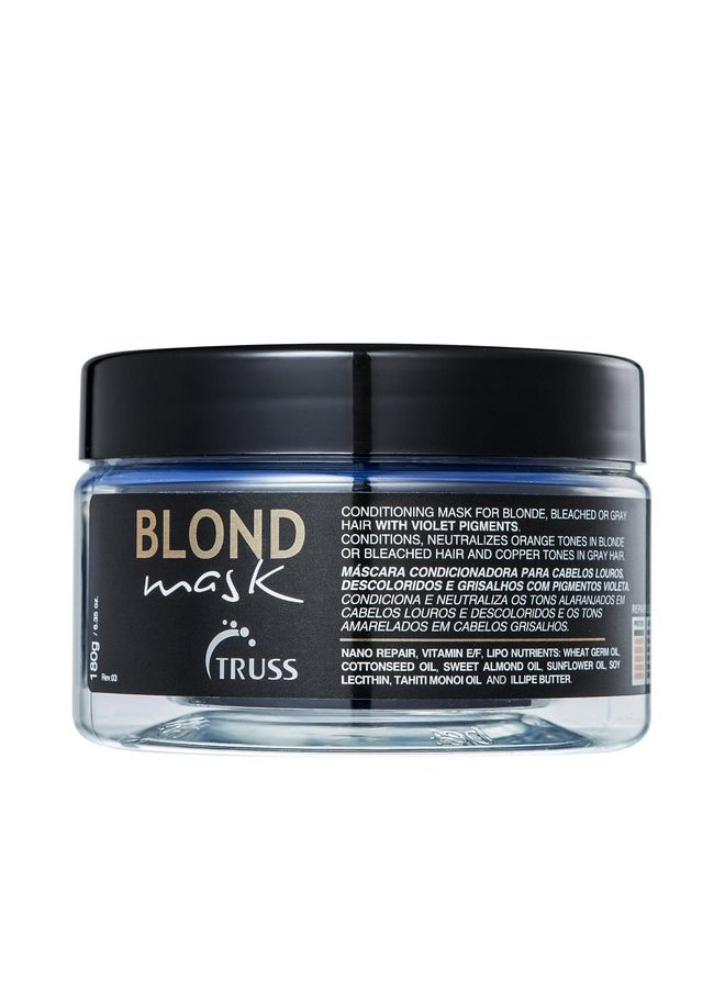 TRUSS Blond Mask - Hydrating Blonde Hair Mask + Purple Toner for Brassy Hair - Neutralizes Orange + Yellow Tones on Blonde, Bleached + Gray Hair - (6.35 oz)
