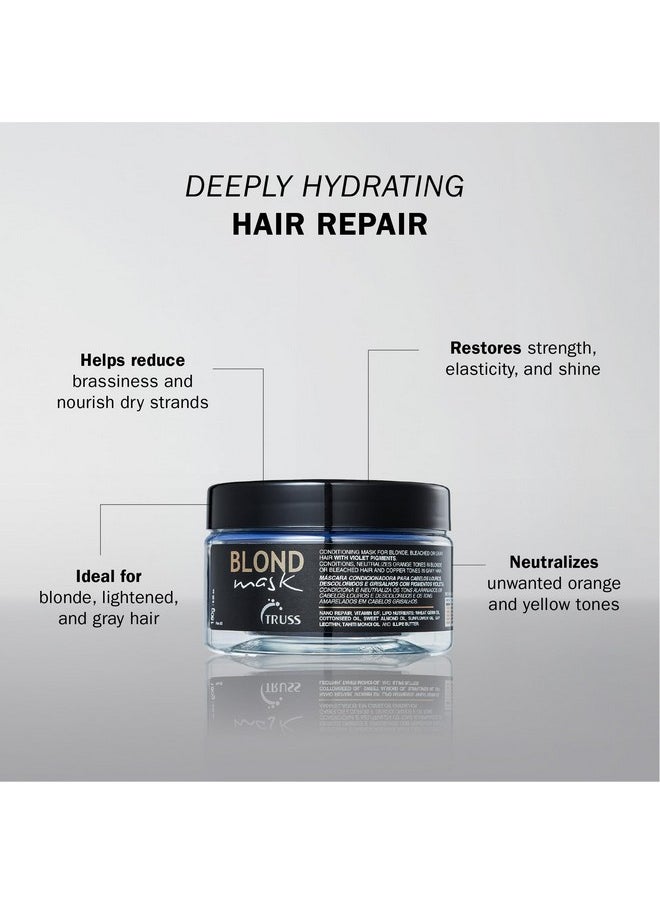TRUSS Blond Mask - Hydrating Blonde Hair Mask + Purple Toner for Brassy Hair - Neutralizes Orange + Yellow Tones on Blonde, Bleached + Gray Hair - (6.35 oz)