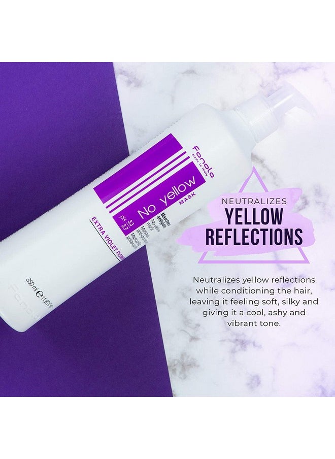 Fanola No Yellow Mask, 33.8 oz - Anti Brass Color Depositing Toning Purple Mask to Remove Yellow Tones & Brassiness from Bleached Hair, For Blonde, Silver, Gray, and Highlighted Hair