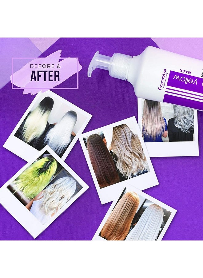 Fanola No Yellow Mask, 33.8 oz - Anti Brass Color Depositing Toning Purple Mask to Remove Yellow Tones & Brassiness from Bleached Hair, For Blonde, Silver, Gray, and Highlighted Hair