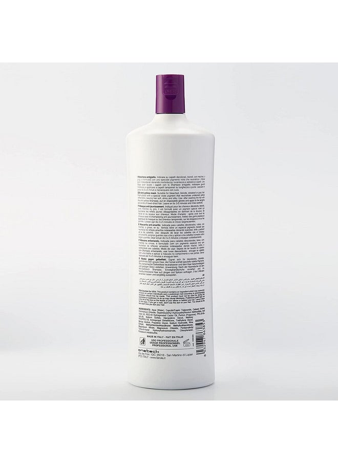 Fanola No Yellow Mask, 33.8 oz - Anti Brass Color Depositing Toning Purple Mask to Remove Yellow Tones & Brassiness from Bleached Hair, For Blonde, Silver, Gray, and Highlighted Hair