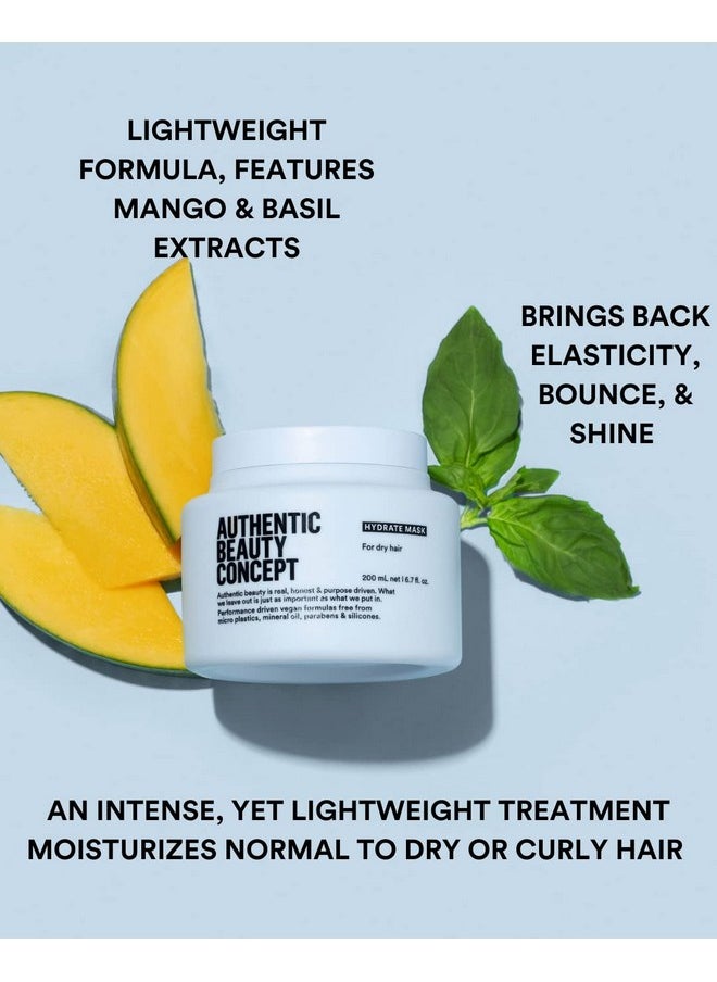 Authentic Beauty Concept Hydrate Mask | Hydrating Hair Mask For Normal To Dry or Curly Hair | Intense Moisturizing Treatment | Vegan & Cruelty-free | Silicone-free | 6.7 fl. oz.