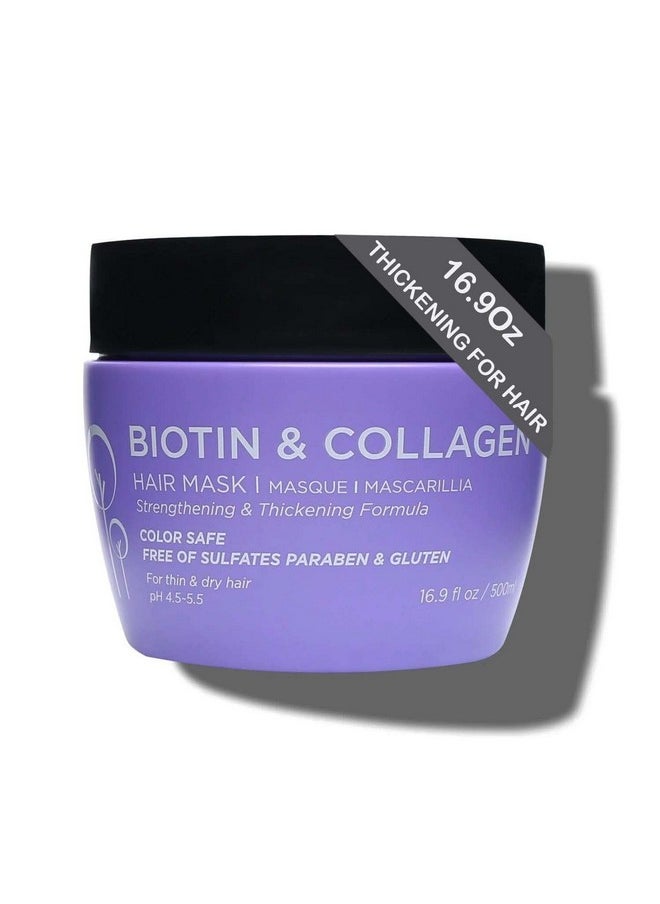Luseta Biotin Collagen Hair Mask for Dry & Damaged Hair 16.9 Oz, Strengthening & Thickening Treatment for Hair Growth, Deep Conditioning Hair Treatment