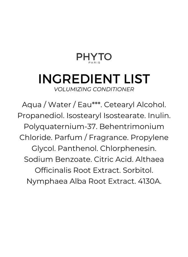 PHYTO PARIS VOLUME Volumizing Conditioner, For Fine Hair, Thin Hair, Silicone Free, 5.91 fl. oz.
