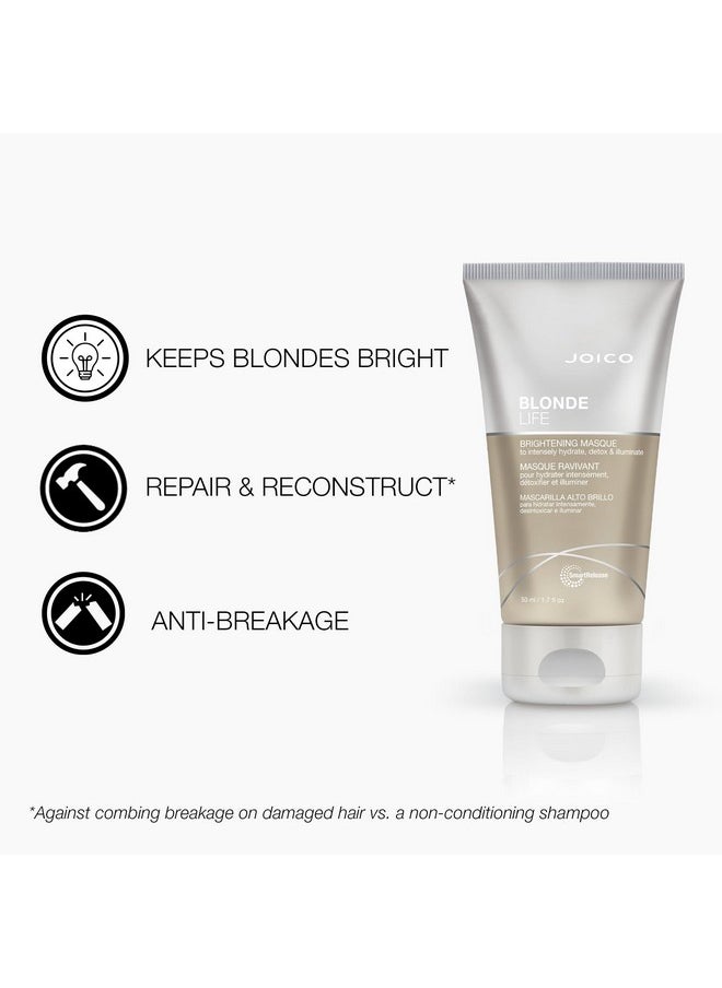 Joico Blonde Life Brightening Masque - Instant Hydration, Neutralize Chlorine & Detoxify Hair, Add Softness & Smoothness, Sulfate Free, With Monoi & Tamanu Oil, 1.7 Fl Oz