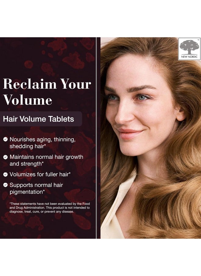 NEW NORDIC Hair Volume Tablets, 3000 mcg Biotin & Biopectin Apple Extract, Hair Vitamins to Support Natural Hair Growth for Thicker, Fuller Hair, for Men and Women, 90 Count (Pack of 1)