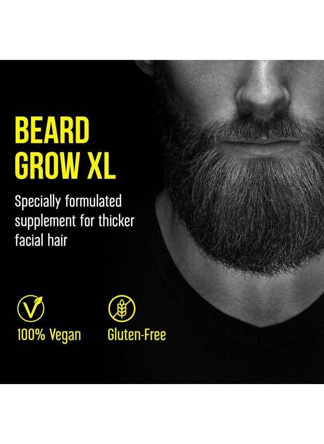 Beard Grow XL - Vegan Hair Growth Supplement for a Faster, Thicker, Fuller Beard - Enhances Your Grooming Kit
