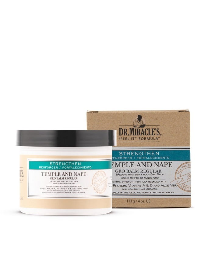 Dr. Miracle's Temple and Nape Gro Balm - For Healthy Hair Growth, Contains Wheat Protein, Aloe, Vitamin A, Vitamin D, Strengthens, Promotes Growth, 4 oz