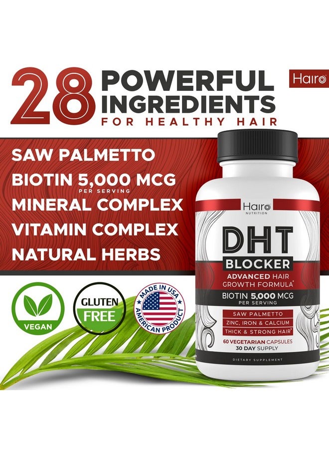 DHT Blocker Hair Growth Supplement - High Potency Biotin & Saw Palmetto for Hair Regrowth - Natural Hair Loss Treatments for Women & Men - Helps Stimulate Hair Follicle Growth