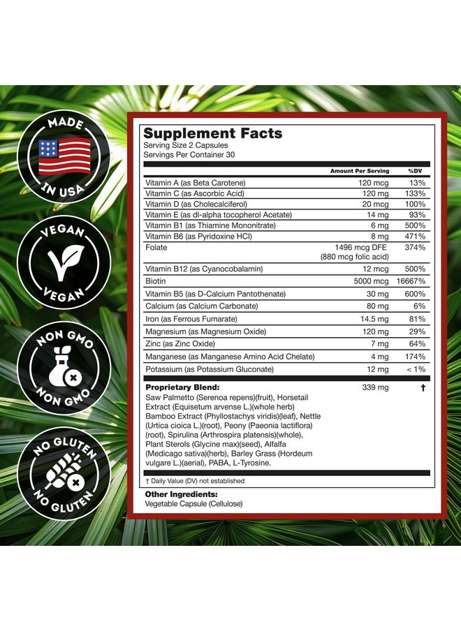 DHT Blocker Hair Growth Supplement - High Potency Biotin & Saw Palmetto for Hair Regrowth - Natural Hair Loss Treatments for Women & Men - Helps Stimulate Hair Follicle Growth