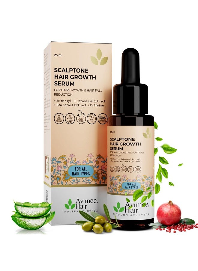 Avimee Herbal Scalptone Hair Growth Serum | Scientifically Proven Formula | Enriched with Nansyl & Green Tea Extract | For Hair Growth & Hair Fall Reduction | 25 ml