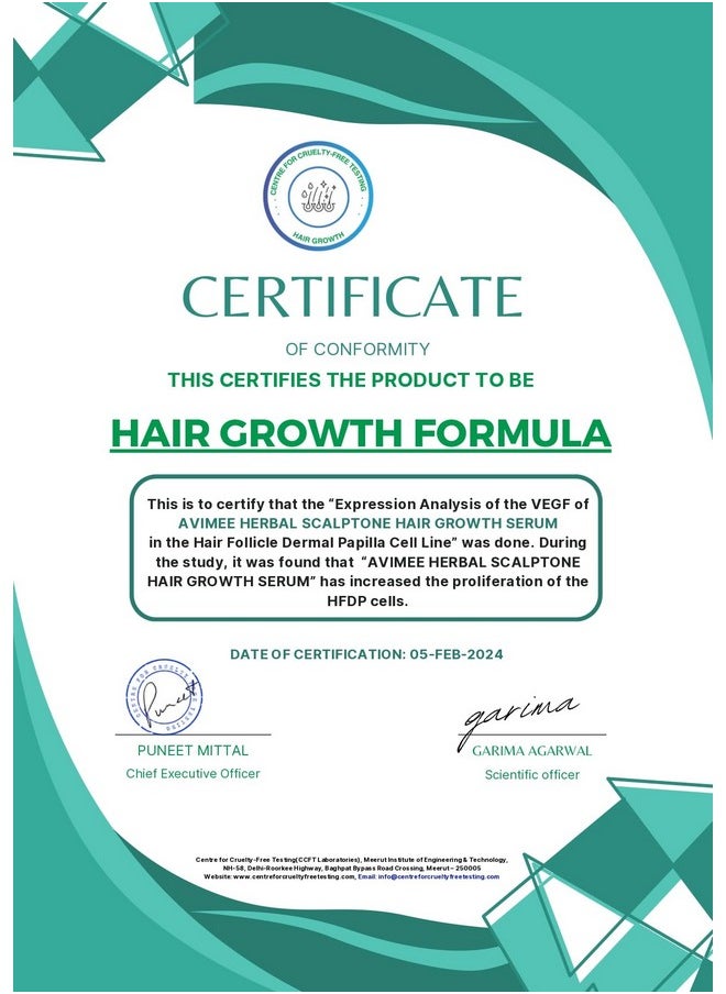Avimee Herbal Scalptone Hair Growth Serum | Scientifically Proven Formula | Enriched with Nansyl & Green Tea Extract | For Hair Growth & Hair Fall Reduction | 25 ml