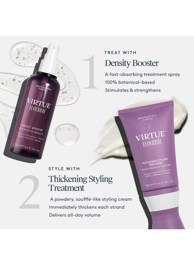 Virtue Flourish Hair Thinning Density Booster Spray Treatment, Hair Growth Product Thickens Hair, Sulfate Free, Color Safe