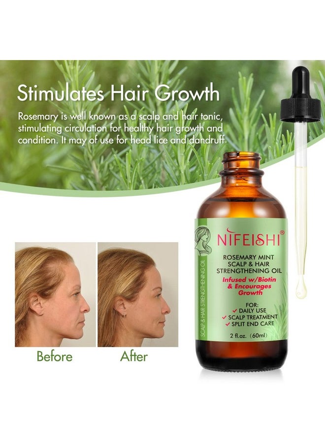 ALIVER 100% Organic Rosemary Oil Serum for Hair Growth, Strengthens Hair, Nourishes Scalp, Skin Care, 2.02 Fl Oz